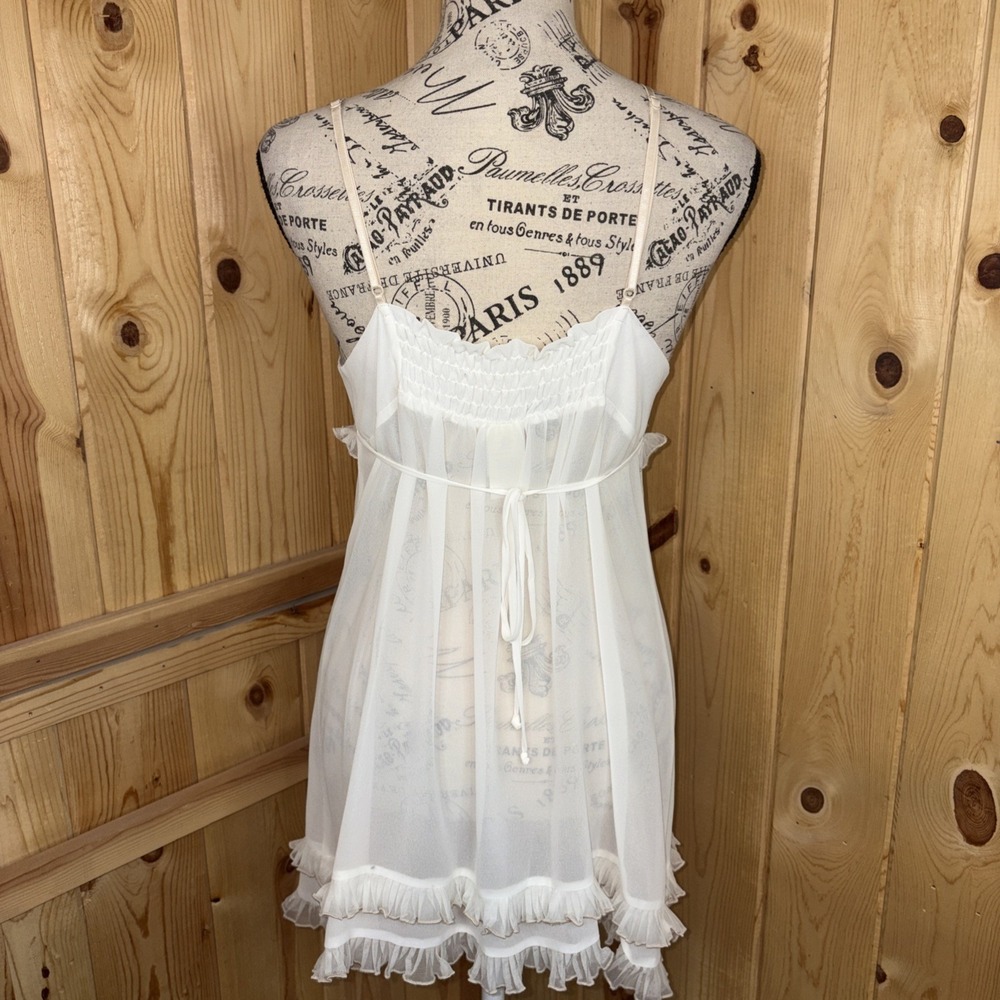 Vintage In Bloom by Jonquil White Lace Satin Slip L Bridal Nightgown Trad Wife - Picture 5 of 7